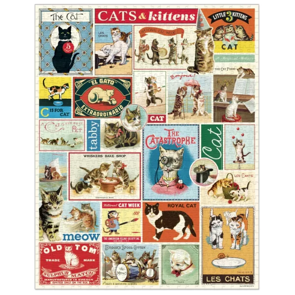 Cats & Kittens, Vintage Puzzle: rompecabezas 1000 piezas